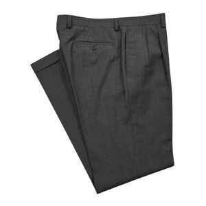 Ralph Lauren Mens Gray Dress Pants 34x32 Wool Blend Stretch Pleated Trousers